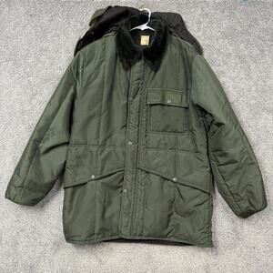VTG 80s RefrigiWear Parka Mens L Green Insulated Hooded Workwear Gorpcore USA